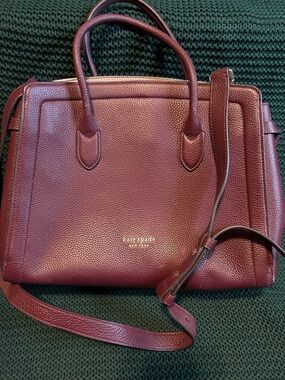 Beautiful Kate Spade Pebbled Leather Satchel - Wine